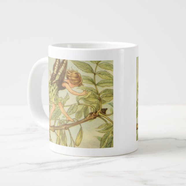 Ash Tree Fairy Walking on Branch Large Coffee Mug (Front Left)