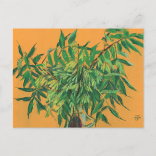 Ash-Tree, Green Leaves Floral Art Painting Yellow Postcard