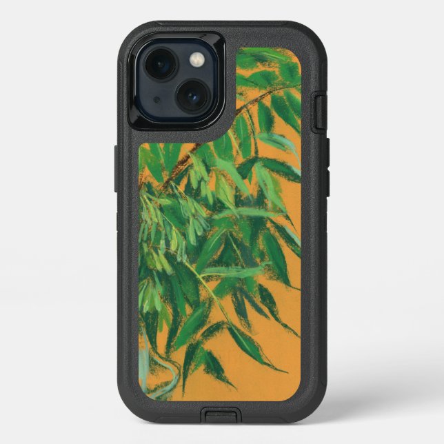 Ash-tree, green yellow summer greenery floral art otterbox iPhone case (Back)