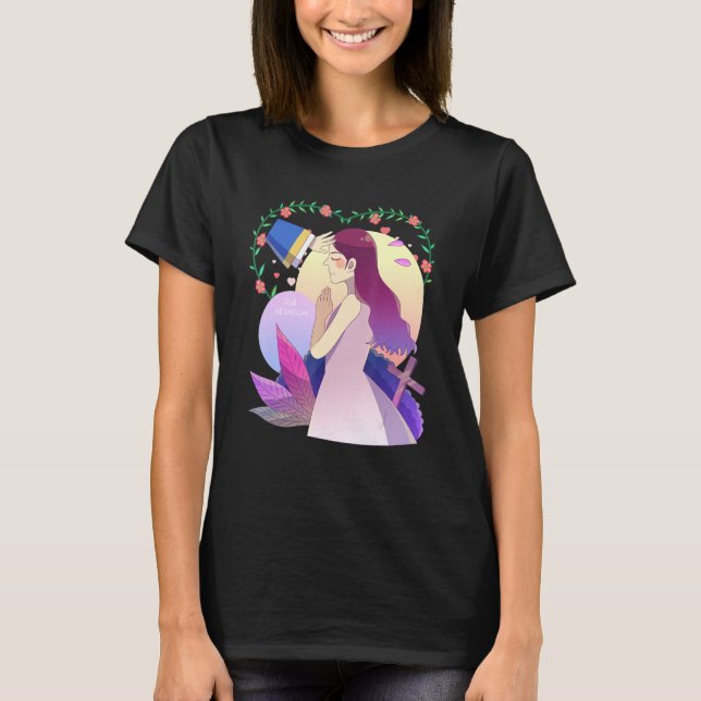 Ash Wednesday Happy Christianity Girl Fasting Day  T-Shirt (Front)
