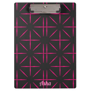 ASHA ~ Black and Pink design Clipboard