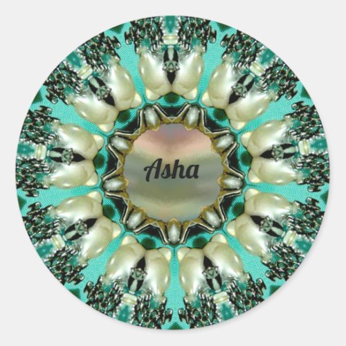 ASHA  Bright Abstract Pattern  Personalised Classic Round Sticker