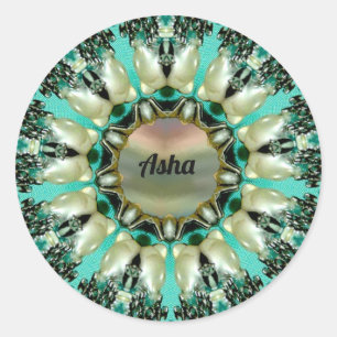 ASHA ~ Bright Abstract Pattern ~ Personalized Classic Round Sticker