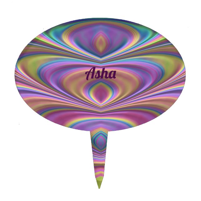 ASHA ~ CUTE COOL FRACTAL DESIGN ~  CAKE TOPPER (Front)