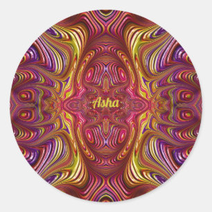 ASHA ~ Multicoloured Fractal Design ~ Classic Round Sticker