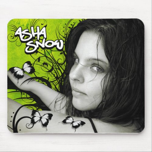 Asha Snow Mousepad Green Butterflies Mouse Pad