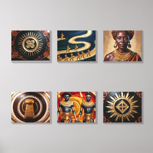 Ashanti Gold Royalty - Handcrafted Tribal Art Coll Canvas Photo Tile (Front Set)