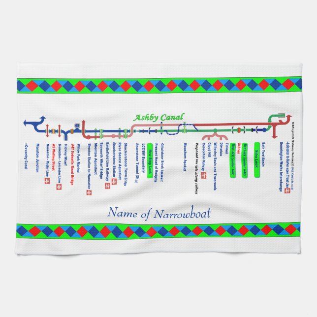 Ashby Canal Route UK Waterways Green Towel (Horizontal)