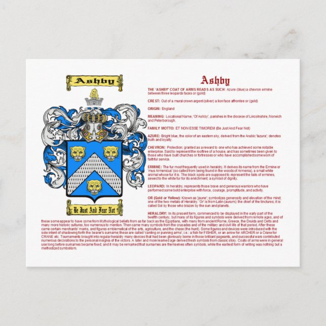 Ashby (meaning) postcard (Front)