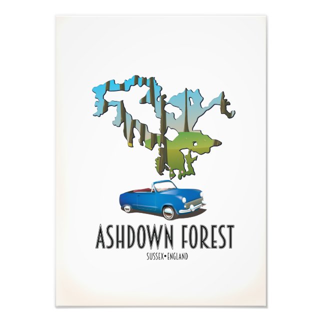 ashdown forest sussex map travel poster map (Front)