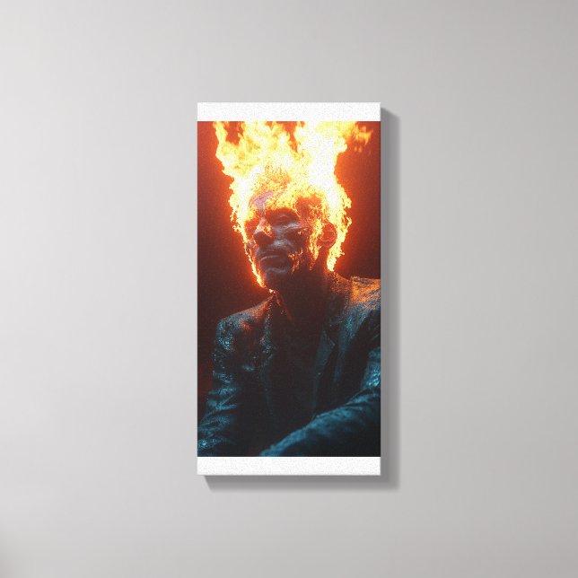 Ashen Amidst Flames - Dramatic and Fiery Art Canvas Print (Front)