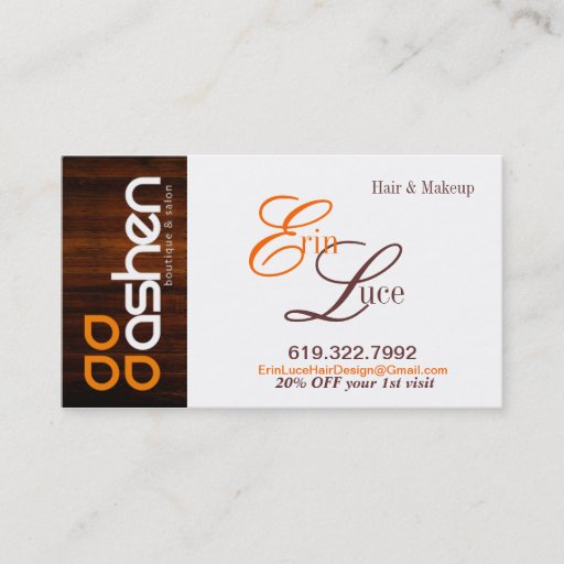 Customizable Ashen Boutique & Salon wood grain business card