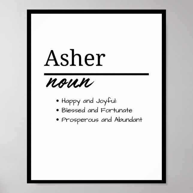 Asher, Boy Personalized Name Definition Poster (Front)