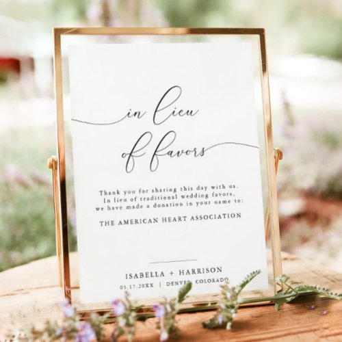 ASHER Calligraphy In Lieu of Favors Wedding Poster
