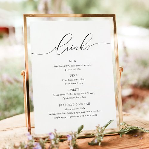 ASHER Elegant Calligraphy Bar Menu Sign 