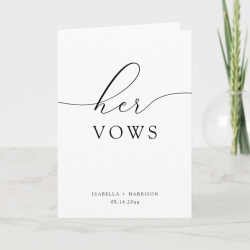 ASHER Elegant Calligraphy Her Wedding Vows Card