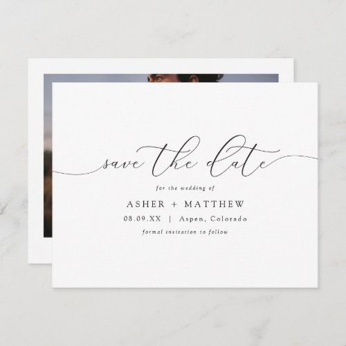 ASHER Elegant Calligraphy Horizontal Save the Date Invitation