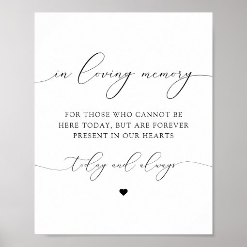 ASHER Elegant Calligraphy In Loving Memory Sign | Zazzle