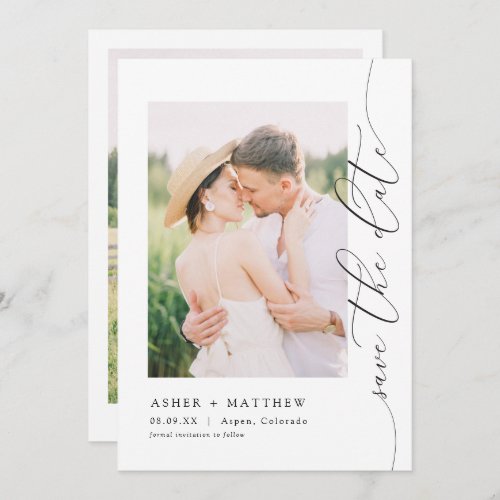 ASHER Elegant Calligraphy Photo Save the Date Invitation