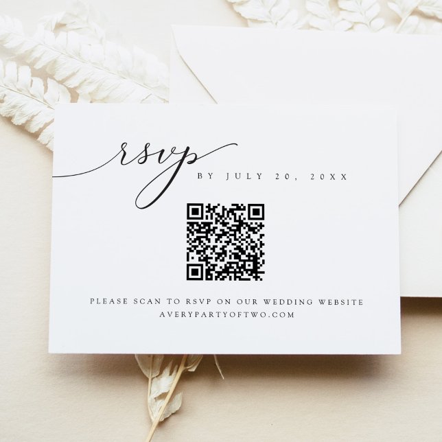 ASHER Elegant Calligraphy Script QR Code RSVP Card (Creator Uploaded)