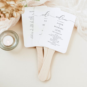 ASHER Elegant Calligraphy Script Wedding Program Hand Fan