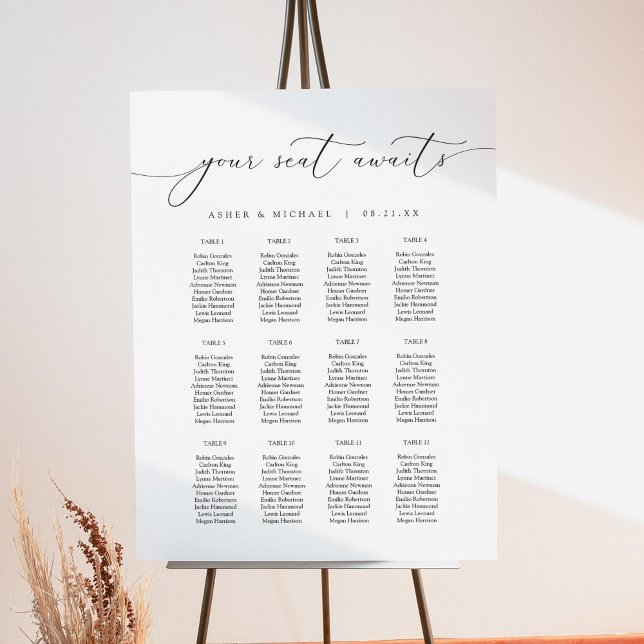 ASHER Elegant Calligraphy Script Wedding Seating Foam Board (Creator Uploaded)