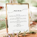 ASHER Elegant Calligraphy Wedding Menu Poster<br><div class="desc">This printable wedding menu sign features an elegant calligraphy font and modern minimal design with fully editable wording. Easily change the fonts, font colors, and background color to match your event style. The simple black and white color combination makes it the perfect addition to any event. Use this poster for...</div>