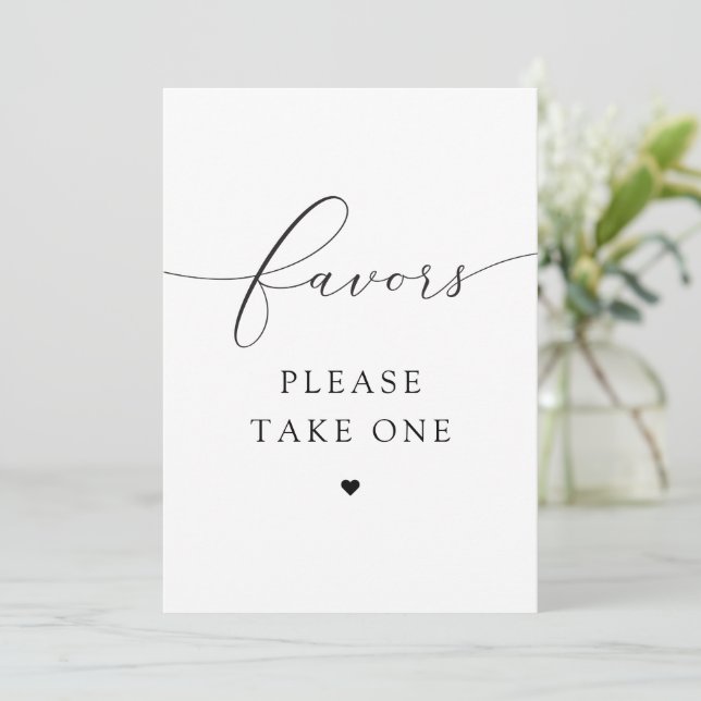 ASHER Elegant Minimalist Script Take a Favor Sign  Invitation (Standing Front)