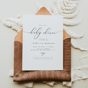 ASHER Modern Elegant Calligraphy Baby Shower Invitation