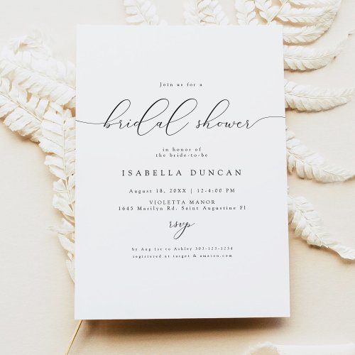 ASHER Modern Elegant Calligraphy Bridal Shower Invitation