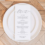 ASHER Modern Elegant Calligraphy Script Menu<br><div class="desc">This menu features an elegant calligraphy script font and modern minimalist design. The simple black and white color combination makes it the perfect addition to any event. Use this menu for your wedding reception,  bridal shower,  retirement party,  etc. Edit *most* wording to meet your needs. All colors are editable.</div>