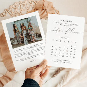 ASHER Modern Script Calendar Matron Honor Proposal Invitation