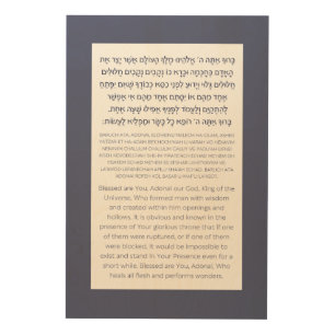 Asher Yatzar Hebrew Blessing Dusty Blue  Wood Wall Art