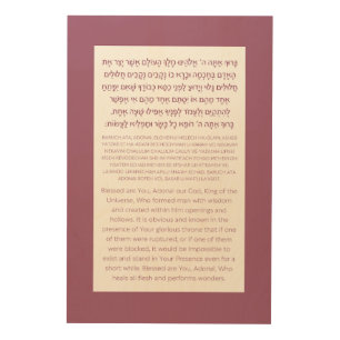Asher Yatzar Hebrew Blessing Dusty Pink  Wood Wall Art