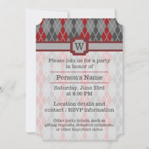 Ashes and Embers Argyle Party Invitation