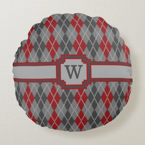 Ashes and Embers Argyle Round Pillow