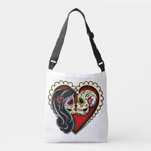 Ashes   Day Of The Dead Sugar Skull Lovers Crossbody Bag