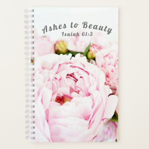 Ashes to Beauty Floral Peonies Isaiah 613 Notebook