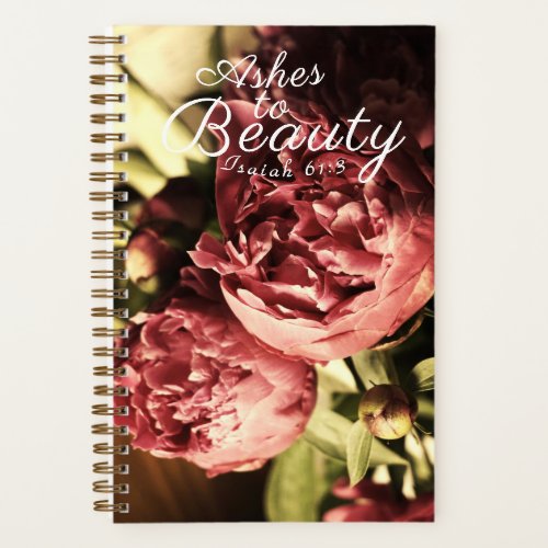 Ashes to Beauty Isaiah 613 Red Peonies Journal