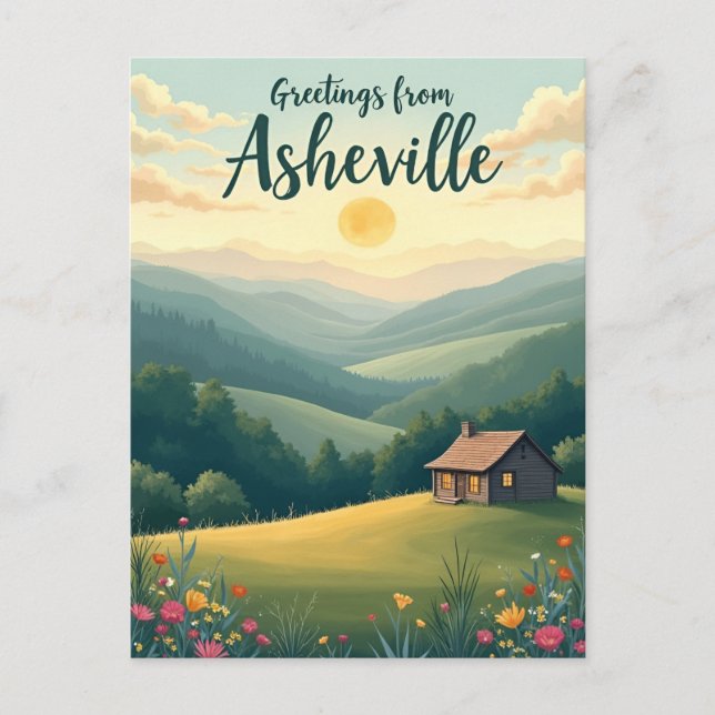 Asheville Blue Ridge Mountains vintage Postcard (Front)