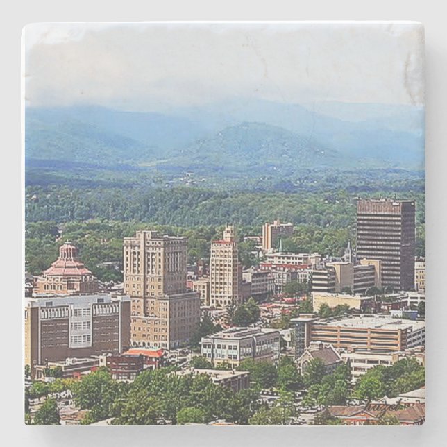 Asheville Cityscape, Asheville Stone Coaster (Front)