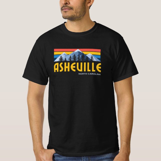 Asheville Mountains Retro Vintage T-Shirt (Front)