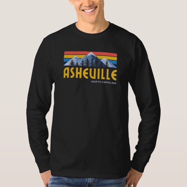 Asheville Mountains Retro Vintage T-Shirt (Front)