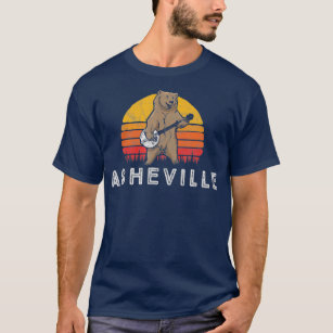 Asheville NC Bluegrass Banjo Bear Funny Retro T-Shirt