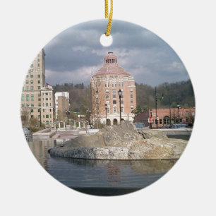 Asheville nc fountain ceramic ornament