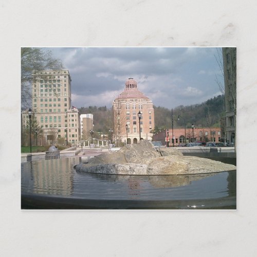 Asheville nc fountain postcard