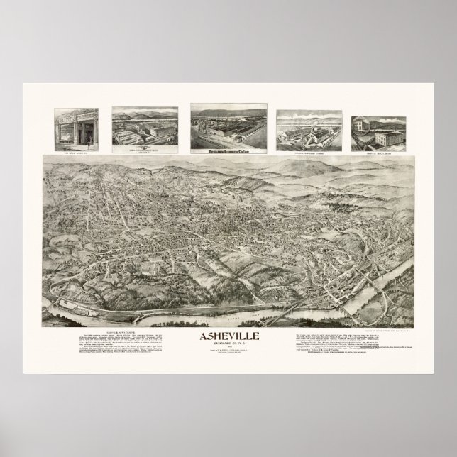 Asheville, NC Panoramic Map - 1912 Poster (Front)