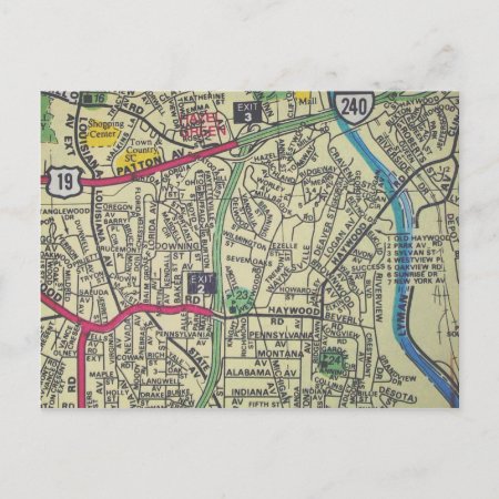 Asheville, Nc Vintage Map Postcard