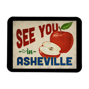 Asheville North Carolina Apple - Vintage Travel Magnet