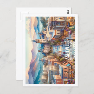 Asheville North Carolina Famous Place watercolor Postcard